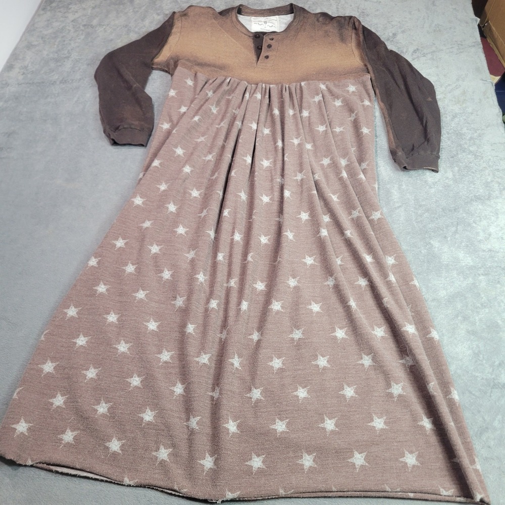 Barbara Fuller Dress Women Brown Star Magnolia Style Waffle Knit Handmade Pearl